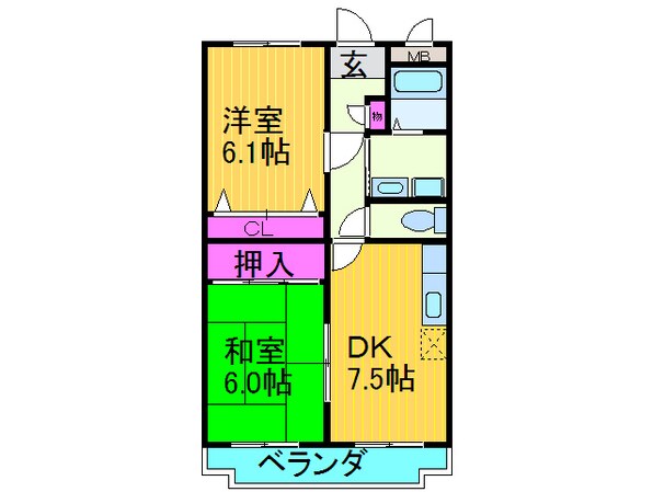 アンジュド－ル兼光Ⅱの物件間取画像